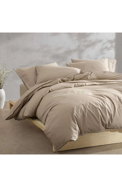 Calvin Klein Washed Percale Duvet & Shams Set In Brown