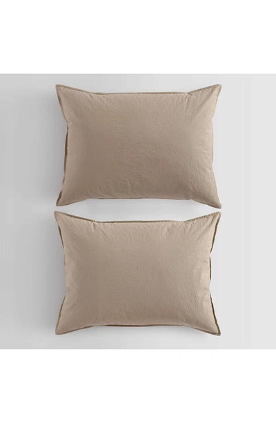 Calvin Klein Washed Percale Duvet & Shams Set In Brown