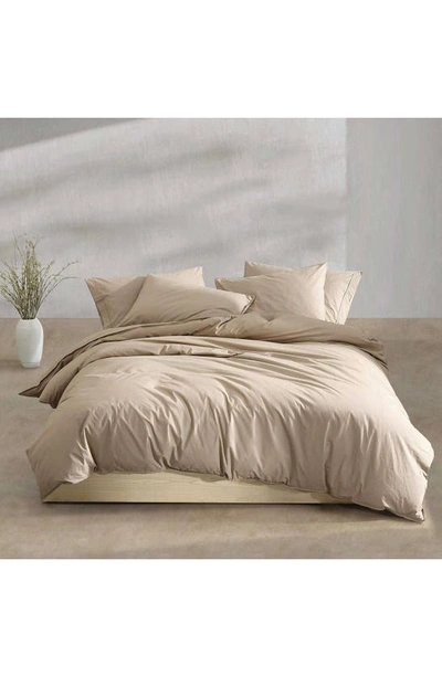 Calvin Klein Washed Percale Duvet & Shams Set In Brown