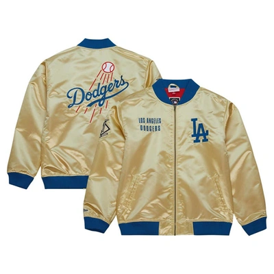 Shop Mitchell & Ness Gold Los Angeles Dodgers Og 2.0 Satin Full-zip Jacket