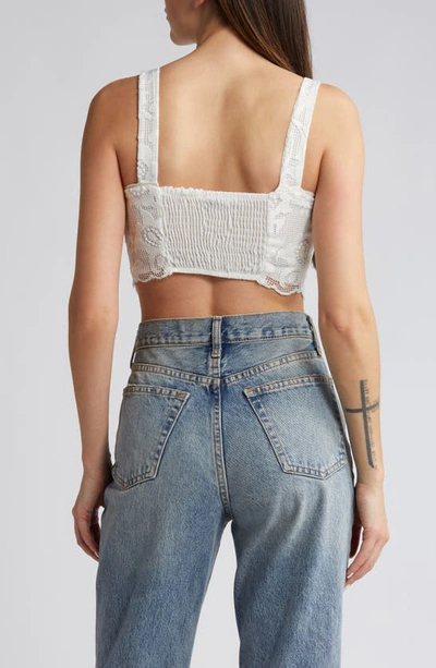 Topshop Lace Crop Top In Ivory