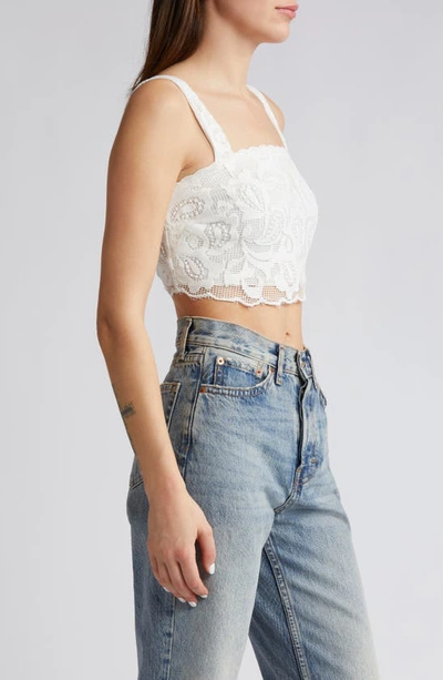 Topshop Lace Crop Top In Ivory