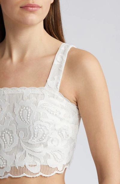 Topshop Lace Crop Top In Ivory