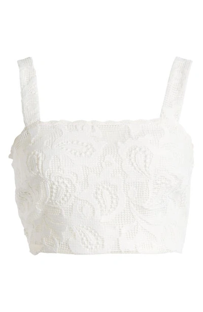 Topshop Lace Crop Top In Ivory