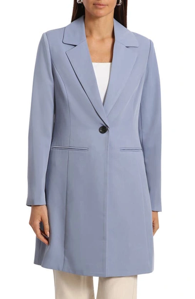 Shop Avec Les Filles One-button Longline Coat In Light Blue