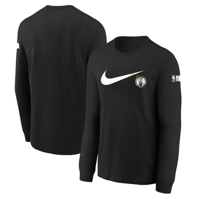 Shop Nike Youth  Black Boston Celtics Swoosh Long Sleeve T-shirt