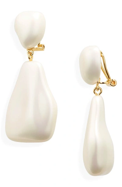 Shop Lele Sadoughi Wilma Holographic Imitation Pearl Drop Earrings In Holographic Pearl