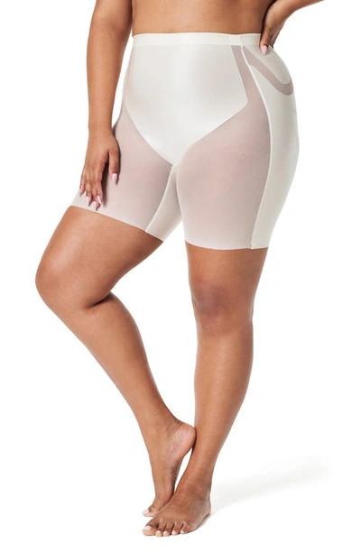 Shop Spanx Booty Lifting Mid-thigh Shorts In Linen