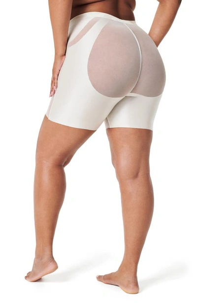 Shop Spanx Booty Lifting Mid-thigh Shorts In Linen