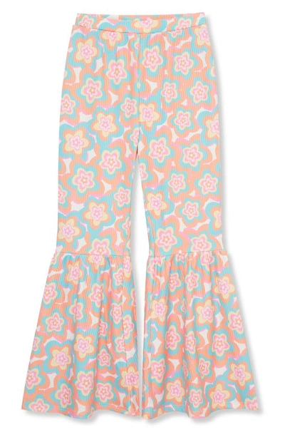 Shop Peek Aren't You Curious Kids' Floral Flare Leg Pants In Orange Print