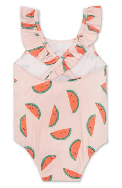 Shop Mon Coeur Kids' Watermelon One-piece Swimsuit In Sepia Rose/ Multi