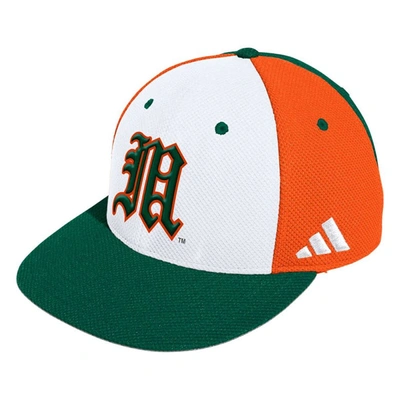 Shop Adidas Originals Adidas White Miami Hurricanes On-field Baseball Fitted Hat
