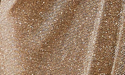 Mac Duggal Sparkling Metallic Front Twist V Neck Long Sleeve Gown In Bronze