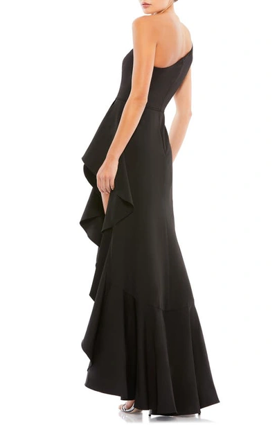 Shop Mac Duggal Ruffle One-shoulder Gown In Black