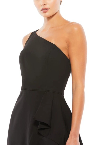Shop Mac Duggal Ruffle One-shoulder Gown In Black