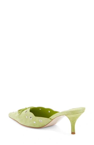 Shop Jeffrey Campbell Gratis Pointed Toe Mule In Pastel Green Suede Silver