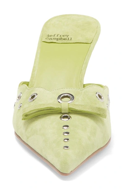 Shop Jeffrey Campbell Gratis Pointed Toe Mule In Pastel Green Suede Silver