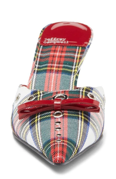 Shop Jeffrey Campbell Gratis Pointed Toe Mule In Red White Plaid Silver