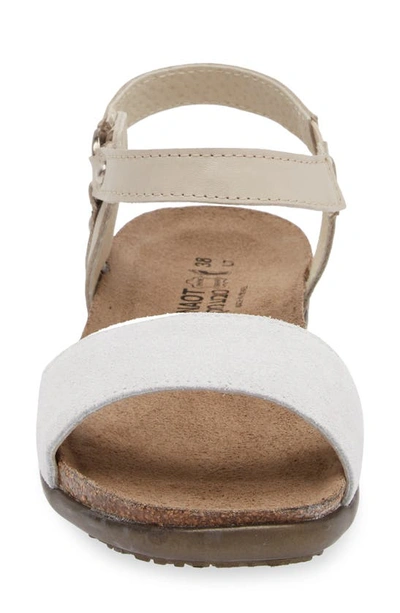 Shop Naot Sabrina Sandal In White Suede/ Ivory Leather