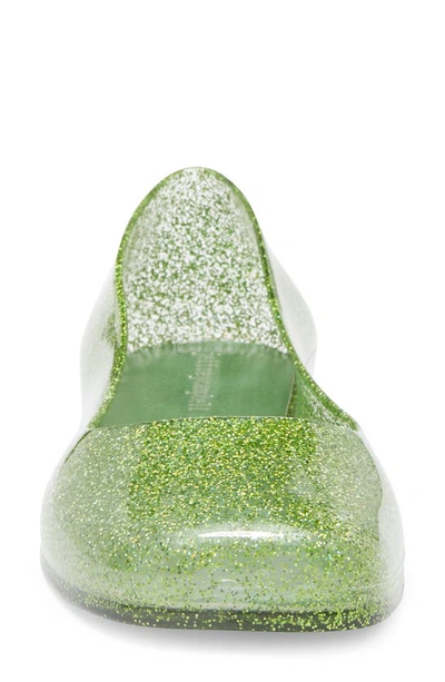 Shop Jeffrey Campbell Balanced Clear Flat In Green Glitter