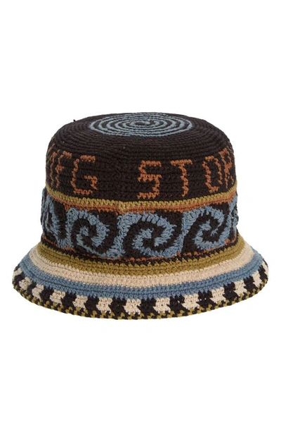 Shop Story Mfg. Brew Organic Cotton Crochet Bucket Hat In Black Spiral