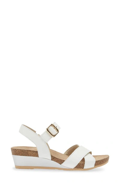 Shop Naot Throne Wedge Sandal In Soft White Leather