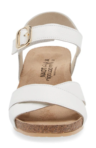 Shop Naot Throne Wedge Sandal In Soft White Leather