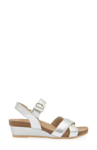 Naot Throne Wedge Sandal In Soft Silver Leather