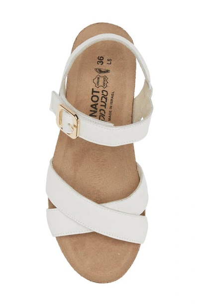 Shop Naot Throne Wedge Sandal In Soft White Leather