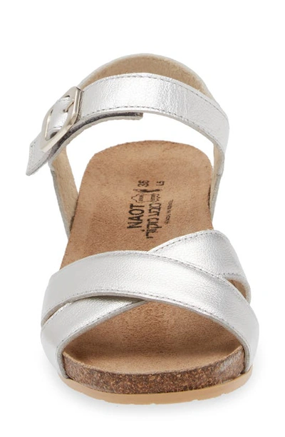 Naot Throne Wedge Sandal In Soft Silver Leather