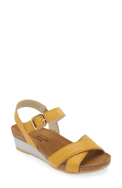 Shop Naot Throne Wedge Sandal In Marigold Leather