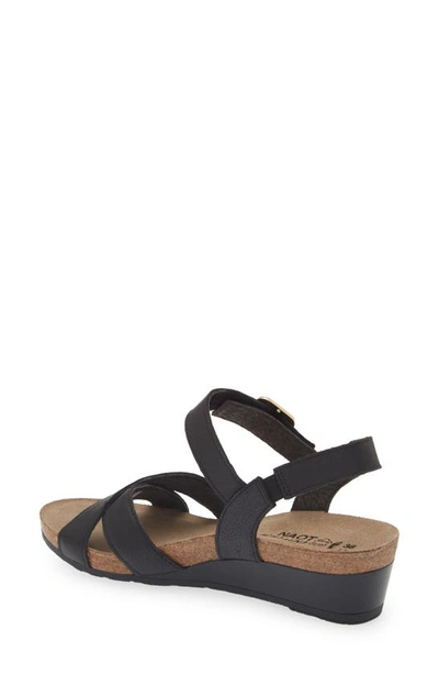 Shop Naot Throne Wedge Sandal In Soft Black Leather