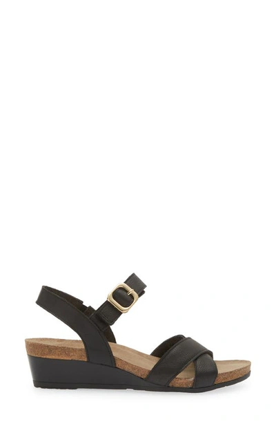 Shop Naot Throne Wedge Sandal In Soft Black Leather