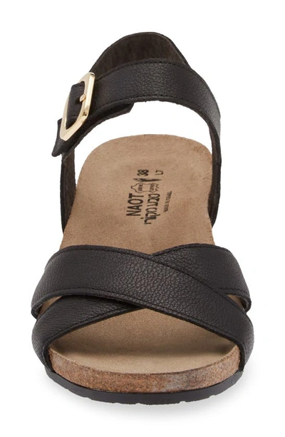 Shop Naot Throne Wedge Sandal In Soft Black Leather