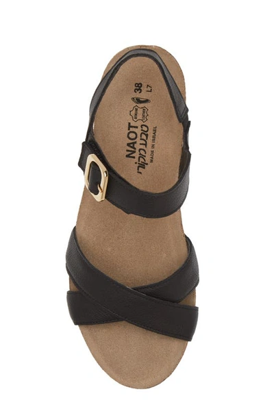 Shop Naot Throne Wedge Sandal In Soft Black Leather