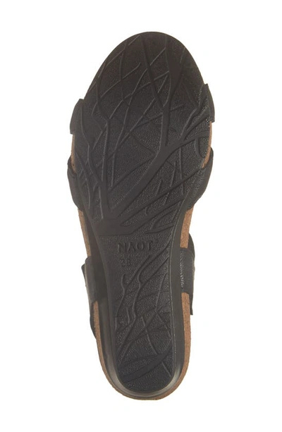 Shop Naot Throne Wedge Sandal In Soft Black Leather