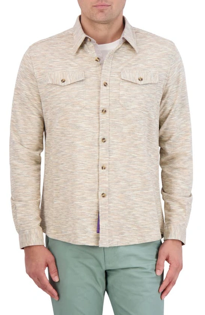 Shop Robert Graham Strorrs Space Dye Knit Button-up Shirt In Natural