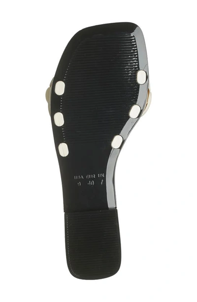 Shop Jeffrey Campbell Floralee Slide Sandal In Cream Shiny Black Shiny