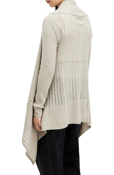 Shop Allsaints Harley Longline Wool & Alpaca Blend Rib Cardigan In Horizon Grey