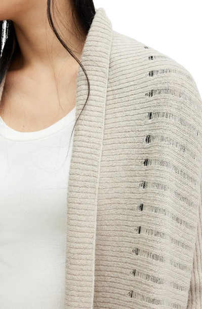 Shop Allsaints Harley Longline Wool & Alpaca Blend Rib Cardigan In Horizon Grey