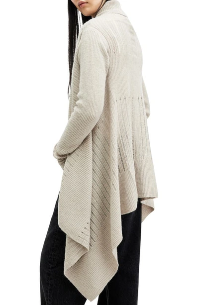 Shop Allsaints Harley Longline Wool & Alpaca Blend Rib Cardigan In Horizon Grey