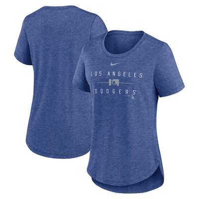 Shop Nike Heather Royal Los Angeles Dodgers Knockout Team Stack Tri-blend T-shirt
