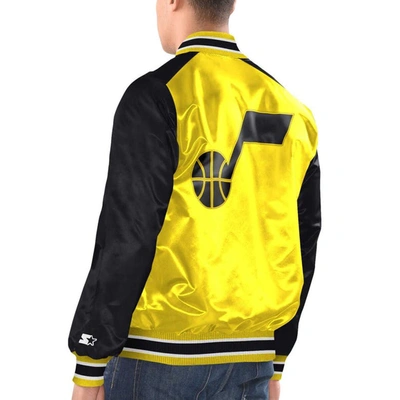 Shop Starter Yellow/black Utah Jazz Renegade Satin Full-snap Varsity Jacket