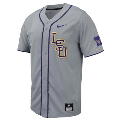 Shop Nike Gray Lsu Tigers Replica Full-button Baseball Jersey