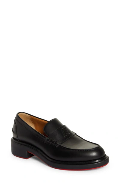 Shop Christian Louboutin Urbino Calfskin Loafer In Bk01 Black