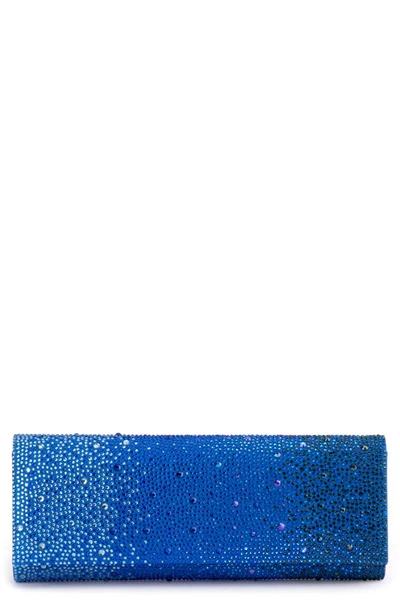 Shop Olga Berg Camille Ombré Hot Fix Crystal Clutch In Blue