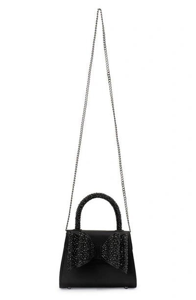 Shop Olga Berg Chiara Bow Hot Fox Top Handle Bag In Black