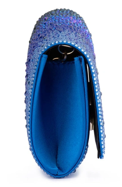 Shop Olga Berg Camille Ombré Hot Fix Crystal Clutch In Blue