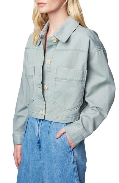Shop Blanknyc Oversize Crop Cotton Jacket In Aqua Foam