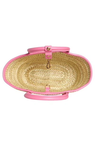 Shop Jacquemus Le Petit Panier Soli Woven Palm Basket Bag In Neon Pink